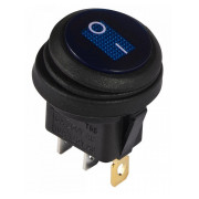 Переключатель KCD1-8-101WN BL/B черный с круглой синей клавишей с подсветкой IP65, АСКО-УКРЕМ мини-фото