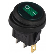Переключатель KCD1-8-101WN GR/B черный с круглой зеленой клавишей с подсветкой IP65, АСКО-УКРЕМ мини-фото