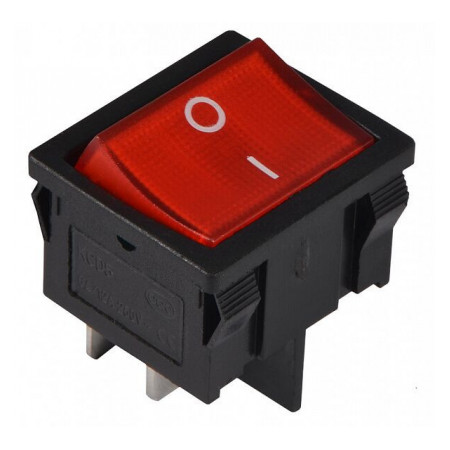 Перемикач KCD1-6-201N R/B 2-полюсний чорний з червоною клавішою з підсвічуванням, АСКО-УКРЕМ (A0140040082) фото