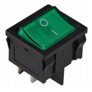 Переключатель KCD1-6-201N GR/B 2-полюсный черный с зеленой клавишей с подсветкой, АСКО-УКРЕМ мини-фото