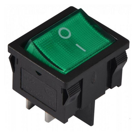 Переключатель KCD1-6-201N GR/B 2-полюсный черный с зеленой клавишей с подсветкой, АСКО-УКРЕМ (A0140040083) фото