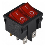 Переключатель KCD1-6-2101N R/B черный с 2 красными клавишами с подсветкой, АСКО-УКРЕМ мини-фото