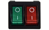 Переключатель KCD1-6-2101N GR+R/B черный с зеленой и красной клавишей с подсветкой, АСКО-УКРЕМ изображение 2