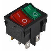 Переключатель KCD1-6-2101N GR+R/B черный с зеленой и красной клавишей с подсветкой, АСКО-УКРЕМ мини-фото
