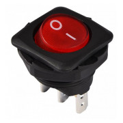 Переключатель KCD1-7-101N R/B черный с круглой красной клавишей с подсветкой, АСКО-УКРЕМ мини-фото