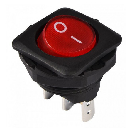 Перемикач KCD1-7-101N R/B чорний з круглою червоною клавішою з підсвічуванням, АСКО-УКРЕМ (A0140040093) фото