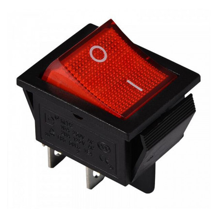 Перемикач KCD2-201N R/B 2-полюсний чорний з червоною клавішою з підсвічуванням, АСКО-УКРЕМ (A0140040101) фото