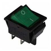 Переключатель KCD2-201N GR/B 2-полюсный черный с зеленой клавишей с подсветкой, АСКО-УКРЕМ мини-фото