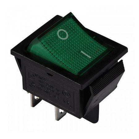 Переключатель KCD2-201N GR/B 2-полюсный черный с зеленой клавишей с подсветкой, АСКО-УКРЕМ (A0140040102) фото