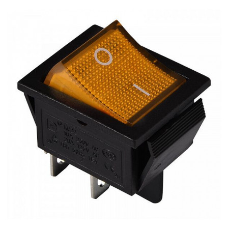 Переключатель KCD2-201N YL/B 2-полюсный черный с желтой клавишей с подсветкой, АСКО-УКРЕМ (A0140040103) фото