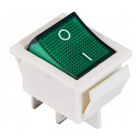 Переключатель KCD2-201N GR/WH 2-полюсный белый с зеленой клавишей с подсветкой, АСКО-УКРЕМ (A0140040104) фото