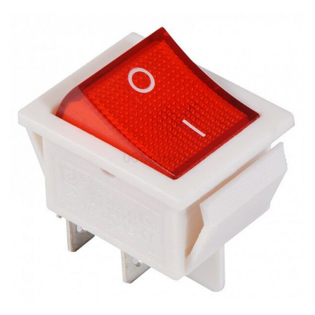 Переключатель KCD2-201N R/WH 2-полюсный белый с красной клавишей с подсветкой, АСКО-УКРЕМ (A0140040105) фото