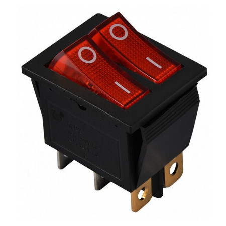 Перемикач KCD2-2101N R/B чорний з 2 червоними клавішами з підсвічуванням, АСКО-УКРЕМ (A0140040109) фото