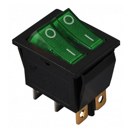Переключатель KCD2-2101N GR/B черный с 2 зелеными клавишами с подсветкой, АСКО-УКРЕМ (A0140040110) фото