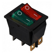 Переключатель KCD2-2101N GR+R/B черный с зеленой и красной клавишей с подсветкой, АСКО-УКРЕМ мини-фото