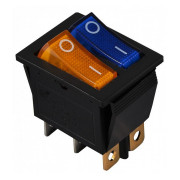 Переключатель KCD2-2101N BL+YL/B черный с желтой и синей клавишей с подсветкой, АСКО-УКРЕМ мини-фото