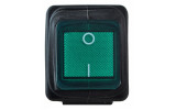 Переключатель KCD2-201WN GR/B 2-полюсный черный с зеленой клавишей с подсветкой IP54, АСКО-УКРЕМ изображение 2