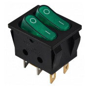 Переключатель KCD2-5-2101N GR/B черный с 2 зелеными клавишами с подсветкой, АСКО-УКРЕМ мини-фото