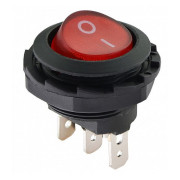 Переключатель KCD1-7-101NY R/B черный с круглой красной клавишей с подсветкой, АСКО-УКРЕМ мини-фото