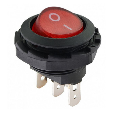 Переключатель KCD1-7-101NY R/B черный с круглой красной клавишей с подсветкой, АСКО-УКРЕМ (A0140040136) фото