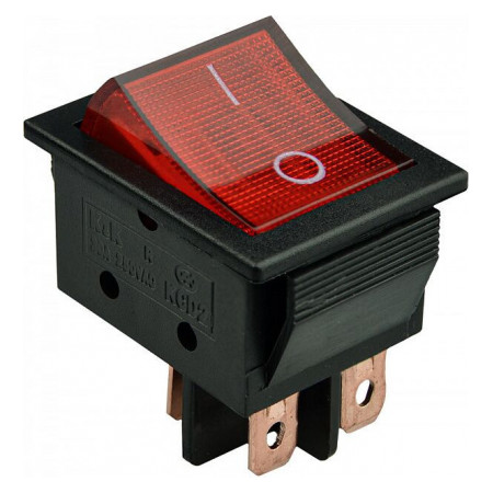 Переключатель KCD2-6-201N R/B 30 А черный с красной клавишей с подсветкой, АСКО-УКРЕМ (A0140040160) фото