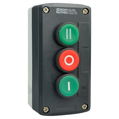 Пост кнопочный трехместный «ПУСК1-ПУСК2-СТОП» XAL-D339, АСКО-УКРЕМ (A0140020067) фото