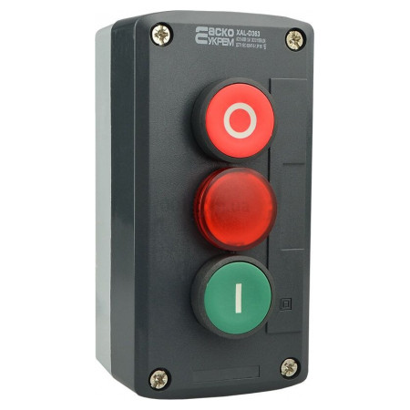 Пост кнопковий тримісний «ПУСК-СТОП-Сигнальна лампа» XAL-D363, АСКО-УКРЕМ (A0140020068) фото