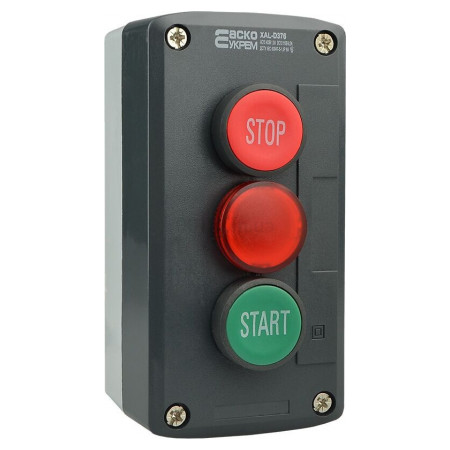 Пост кнопковий тримісний «ПУСК-СТОП-Сигнальна лампа» XAL-D376, АСКО-УКРЕМ (A0140020070) фото