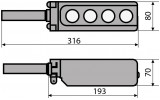 Пост тельферный 2-кнопочный (с кнопкой «стоп» и ключом) XAL-B3-2713К, АСКО-УКРЕМ изображение 3 (габаритные размеры)