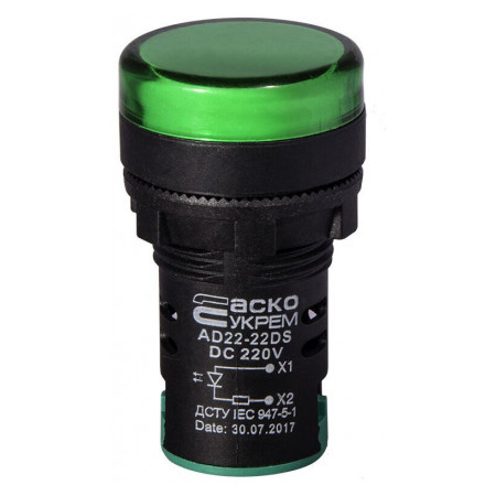 Світлосигнальна арматура AD22-22DS зелена 220В DC, АСКО-УКРЕМ (A0140030082) фото