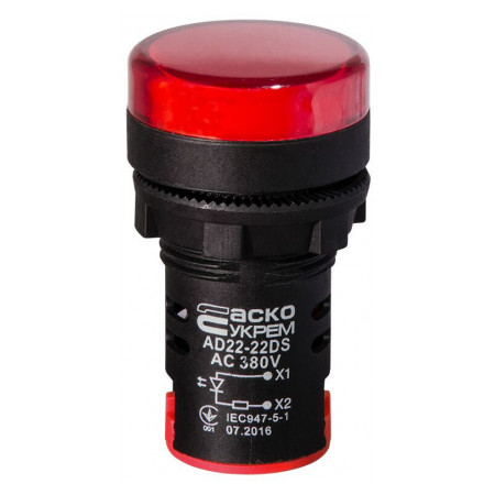 Світлосигнальна арматура AD22-22DS червона 380В АC, АСКО-УКРЕМ (A0140030150) фото
