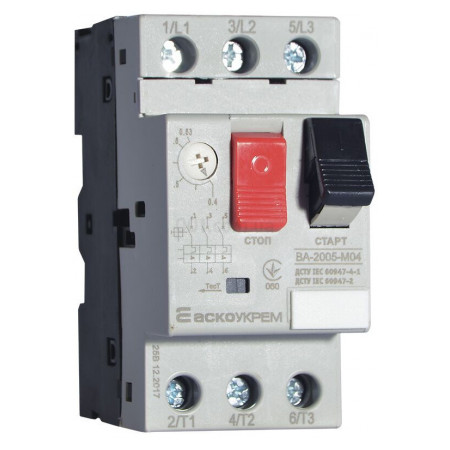 Автоматичний вимикач захисту двигуна ВА-2005 М04 0,4-0,63А, АСКО-УКРЕМ (A0010050016) фото