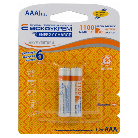 Акумулятор NH-AAA1100 EC (NiMH 1100mAh типорозмір AAA) упаковка blister 2 шт., АСКО-УКРЕМ (Аско.NH.EC.AAA1100.BL2) фото