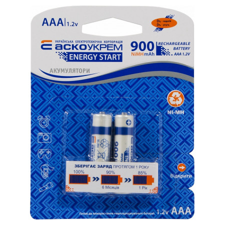 Аккумулятор NH-AAA900 ES (NiMH 900mAh типоразмер AAA) упаковка blister 2 шт., АСКО-УКРЕМ (Аско.NH.ES.AAA900.BL2) фото