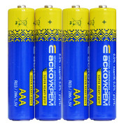 Батарейка сольова AАА.R03.S4, типорозмір AAA упаковка shrink 4 шт., АСКО-УКРЕМ міні-фото