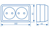 Габаритные размеры двухместных розеток с заземлением АСКО-УКРЕМ серии CB изображение