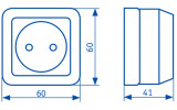 Габаритные размеры одноместных розеток с заземлением АСКО-УКРЕМ серии CB изображение