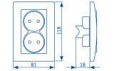 Габаритные размеры двойных розеток АСКО-УКРЕМ серии FL изображение