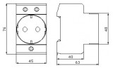 Габаритные размеры розетки на DIN-рейку ECO SC 2PE АСКО-УКРЕМ изображение