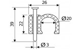Габаритные размеры круглых кабельных скоб (20 мм) АСКО-УКРЕМ изображение