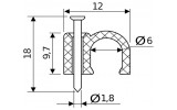 Габаритні розміри круглих кабельних скоб (6 мм) АСКО-УКРЕМ зображення