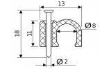 Габаритные размеры круглых кабельных скоб (8 мм) АСКО-УКРЕМ изображение