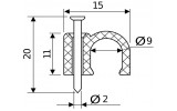 Габаритные размеры круглых кабельных скоб (9 мм) АСКО-УКРЕМ изображение