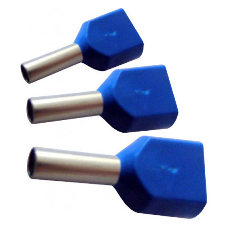 Накінечник ТЕ 0.75-10 трубчастий в ізоляції для двох проводів синій (упаковка 100 шт.), АСКО-УКРЕМ (A0060120003) фото