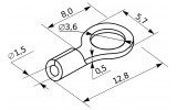 Габаритні розміри наконечника кільцевого без ізоляції АСКО-УКРЕМ RNB 1.25-3.7 зображення