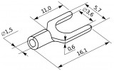 Габаритные размеры вилочного наконечника без изоляции АСКО-УКРЕМ SNB 1.25-3.7 изображение