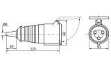 Габаритные размеры переносного гнезда ГП 16А/3 (213) АСКО-УКРЕМ изображение