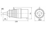 Габаритные размеры переносной вилки ВП 32А/3 (023) АСКО-УКРЕМ изображение
