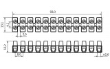 Габаритные размеры 12-парной клеммной колодки АСКО-УКРЕМ 4 мм² (5А) серии U изображение