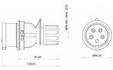 Вилка силовая переносная 3P+N+PE 16А 380В IP44, Bemis изображение 2 (габаритные размеры)